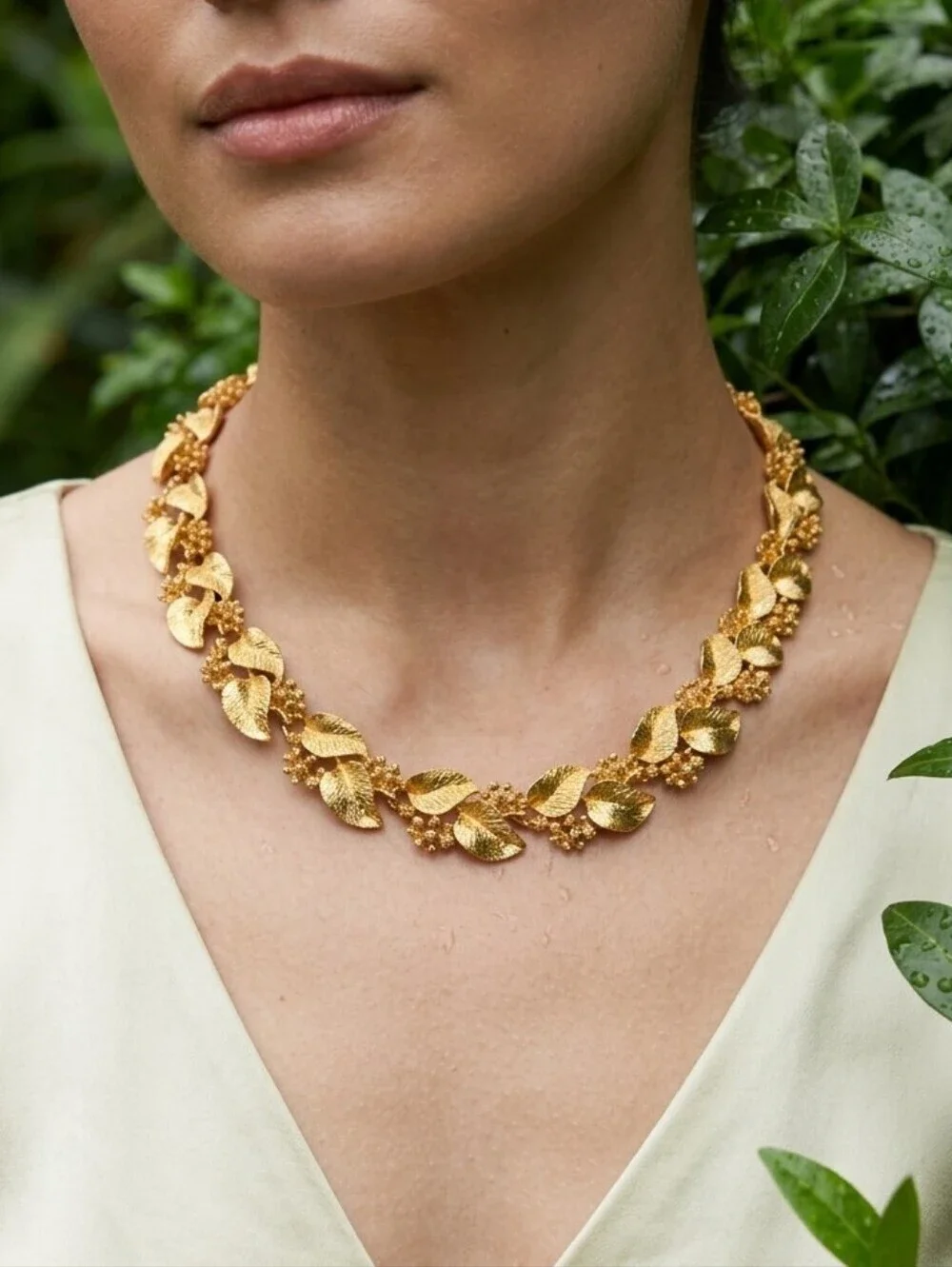 Napier Vintage Gold plated Elegant Gold Leaf Link Necklace - Picture 2 of 16